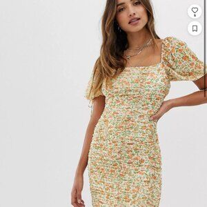 Skylar Rose Ruched Mini Dress with Balloon Sleeves